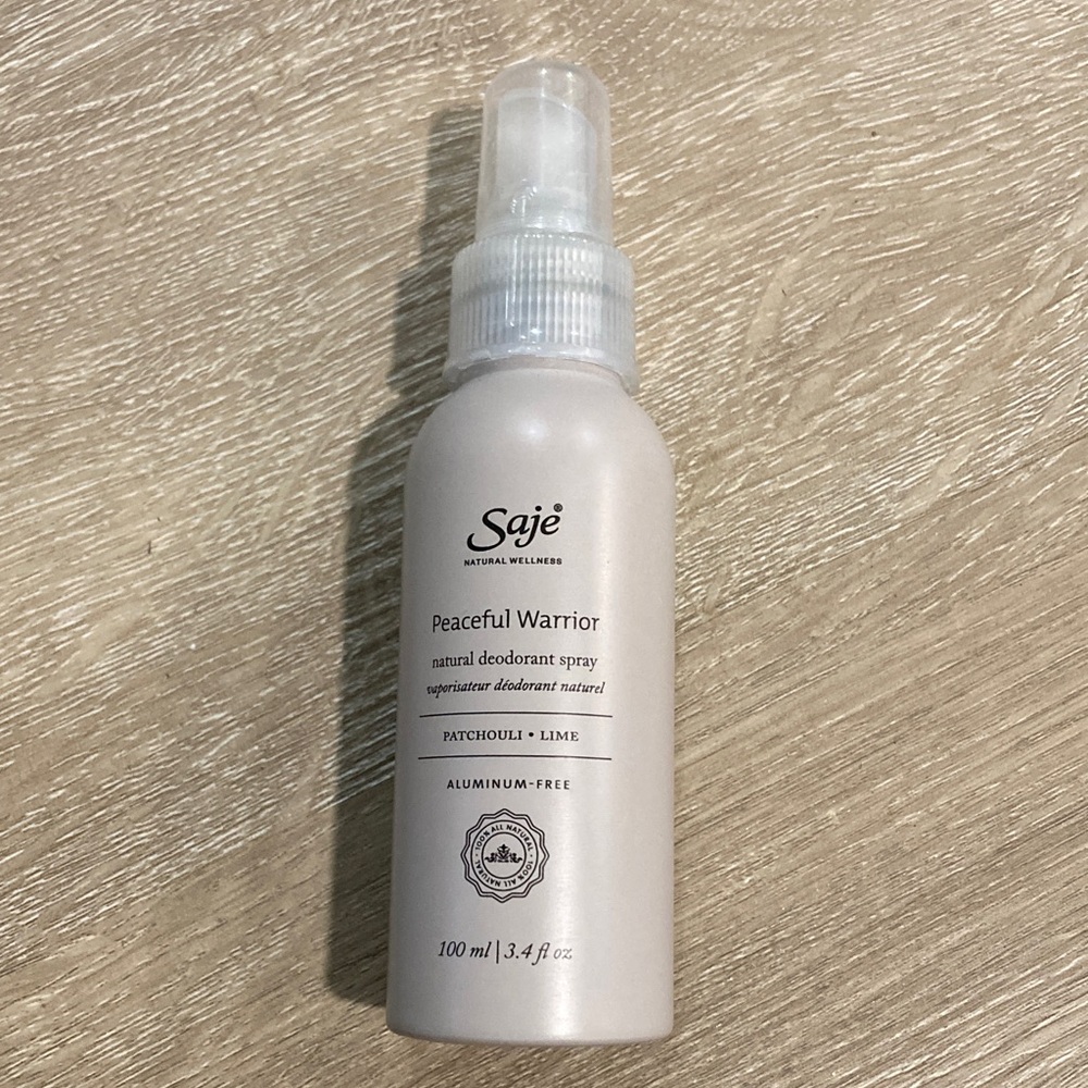 Saje Peaceful Warrior Natural Deodorant Spray 3.4 Oz NWT Patchouli Lime Scent